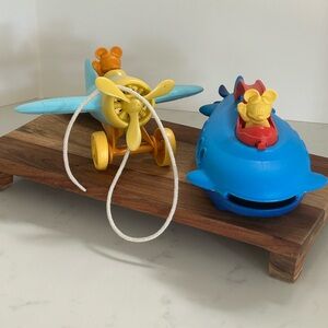 2 Green Toys USA Disney Baby Planes Mickey Mouse Pull Toy Submarine pool/bath